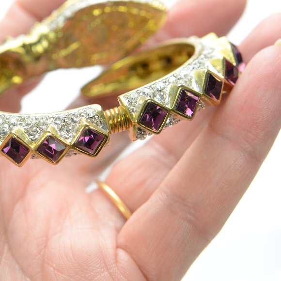 Vintage Kenneth Jay Lane Crystal Snake Bracelet - Picture 9 of 11